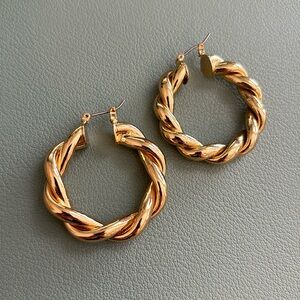 Gold Twist Hoop Earrings